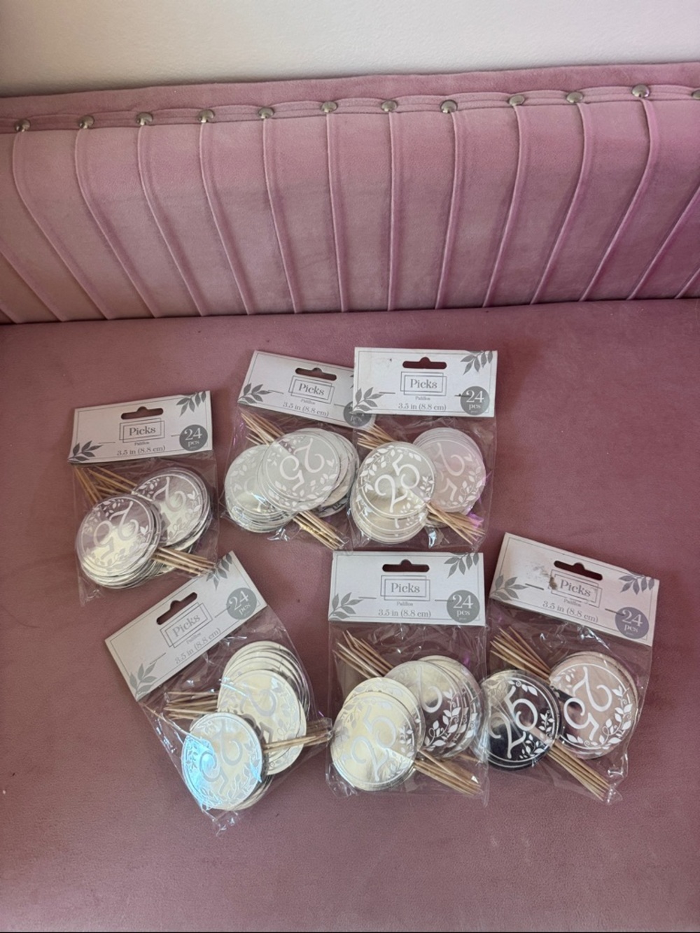 Silver 25th Anniversary Cupcake - 24 Pack. Total of (6) NWT